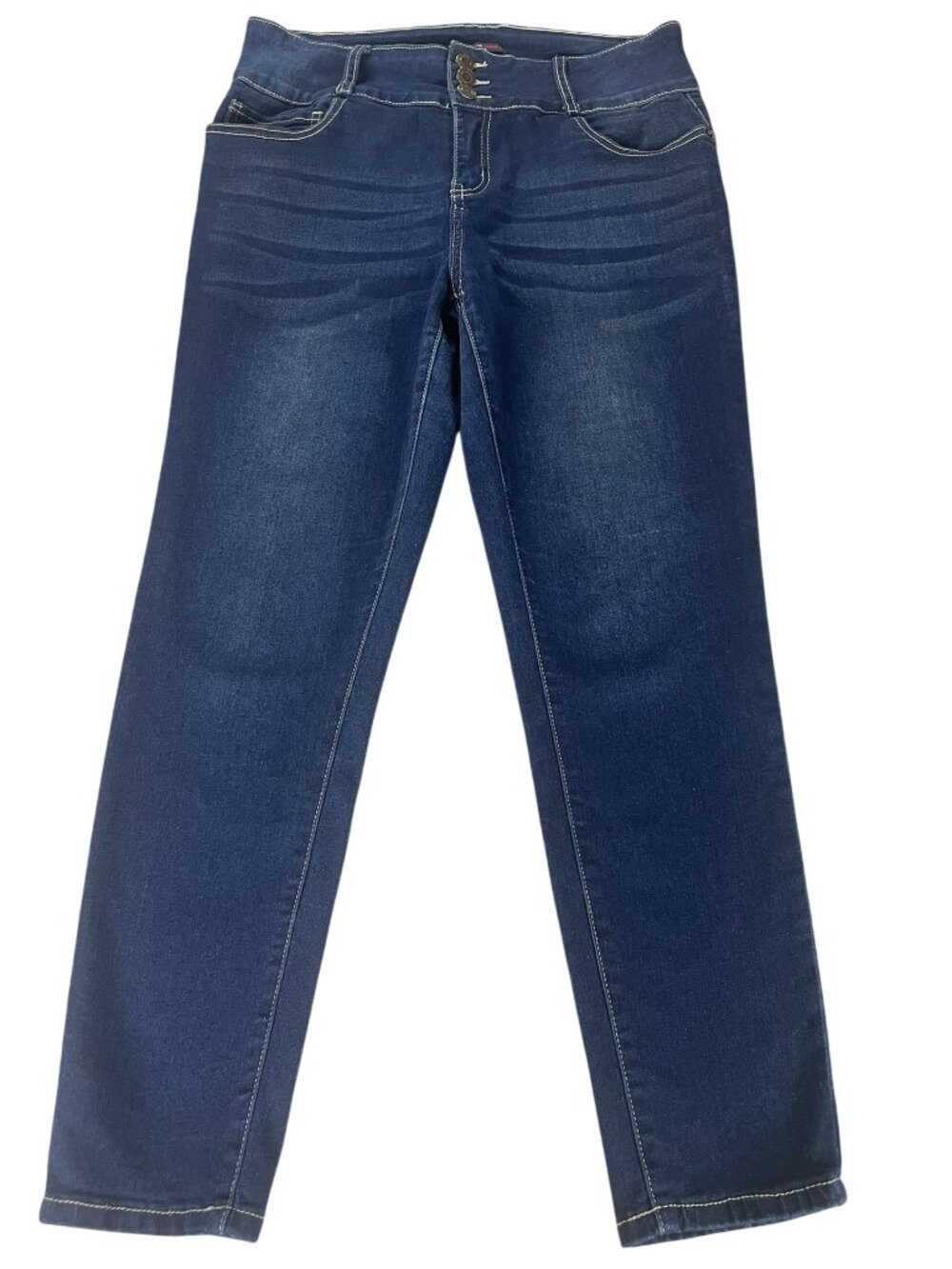 Red Blue Denim Women's 11 Dark Wash High Rise Skinny Jeans Stretch 3 Button